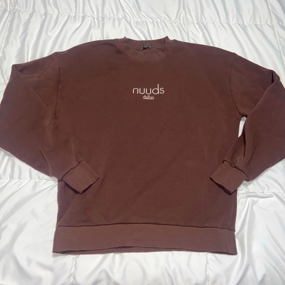 nuuds Tops - NUUDS Dallas Embroidered Popup Original Oversized Crewneck Sweatshirt Chocolate